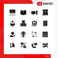 Set of 16 Modern UI Icons Symbols Signs for rx mortar desktop wellness sauna Editable Vector Design Elements