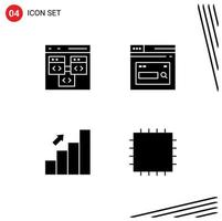 Pictogram Set of 4 Simple Solid Glyphs of app search develop page business Editable Vector Design Elements