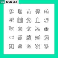 25 User Interface Line Pack of modern Signs and Symbols of school education school desk education Editable Vector Design Elements