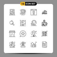 16 Universal Outline Signs Symbols of pong villa navigation space home Editable Vector Design Elements