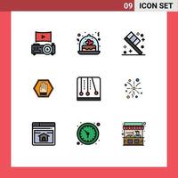 9 User Interface Filledline Flat Color Pack of modern Signs and Symbols of mechanics development bath warning sign Editable Vector Design Elements