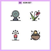 User Interface Pack of 4 Basic Filledline Flat Colors of aim board communication news target easter connection Editable Vector Design Elements