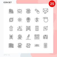 25 Universal Lines Set for Web and Mobile Applications message hold online sale gesture real estate Editable Vector Design Elements