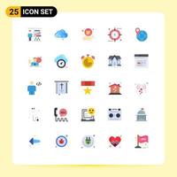 25 Flat Color concept for Websites Mobile and Apps search media data keyword shopping Editable Vector Design Elements