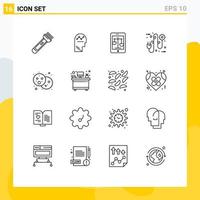 Pack of 16 creative Outlines of electrical plug eco man online law Editable Vector Design Elements