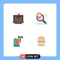 Pack of 4 Modern Flat Icons Signs and Symbols for Web Print Media such as baking action cake marketing planning court Editable Vector Design Elements