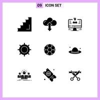 9 Thematic Vector Solid Glyphs and Editable Symbols of setting cog down basic report Editable Vector Design Elements