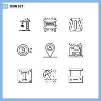 Universal Icon Symbols Group of 9 Modern Outlines of analysis map slider location convert Editable Vector Design Elements