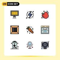 Universal Icon Symbols Group of 9 Modern Filledline Flat Colors of food carrot renewable scan printer Editable Vector Design Elements