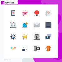 16 Flat Color concept for Websites Mobile and Apps optimization file romance document meal Editable Pack of Creative Vector Design Elements
