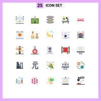 Modern Set of 25 Flat Colors and symbols such as job desk light auction rule Editable Vector Design Elements