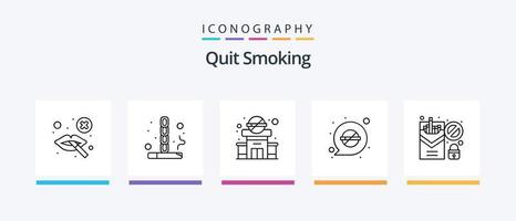 Quit Smoking Line 5 Icon Pack Including block. cigarette. dentist. block. sweet. Creative Icons Design vector