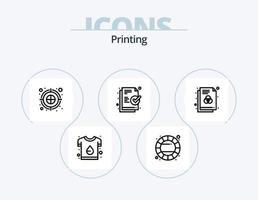 impresión línea icono paquete 5 5 icono diseño. verde. rgb. catalogar. diseño. muestra vector