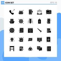 Modern Set of 25 Solid Glyphs and symbols such as report growth sms business phone Editable Vector Design Elements