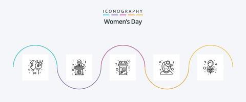 Womens Day Line 5 Icon Pack Including flower. avatar. woman. speech. female vector