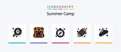 Summer Camp Line Filled 5 Icon Pack Including outdoor. tree. outdoor. jungle. camping. Creative Icons Design vector