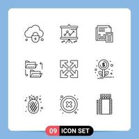 Modern Set of 9 Outlines and symbols such as document report audit financial business Editable Vector Design Elements