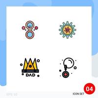 Universal Icon Symbols Group of 4 Modern Filledline Flat Colors of mirror father experiment lab drop Editable Vector Design Elements