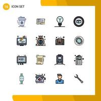 16 User Interface Flat Color Filled Line Pack of modern Signs and Symbols of copyright set writing cube process Editable Creative Vector Design Elements