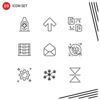 9 Creative Icons Modern Signs and Symbols of open mail files storage drawer Editable Vector Design Elements