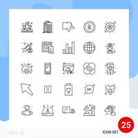 25 User Interface Line Pack of modern Signs and Symbols of user management dislike user interface bluetooth Editable Vector Design Elements