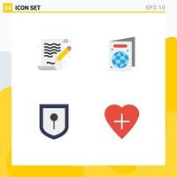 4 Creative Icons Modern Signs and Symbols of art heart file passport human heart Editable Vector Design Elements