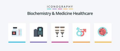 Biochemistry And Medicine Healthcare Flat 5 Icon Pack Including spase. female. blood. male. transfusion. Creative Icons Design vector