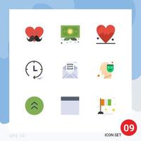 Pictogram Set of 9 Simple Flat Colors of gdpr email beat commission time Editable Vector Design Elements