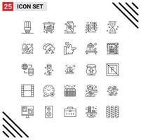 Line Pack of 25 Universal Symbols of wait timer soft sand wheat Editable Vector Design Elements