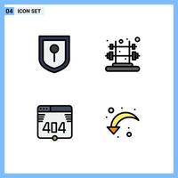 User Interface Pack of 4 Basic Filledline Flat Colors of location reload gym error down left Editable Vector Design Elements