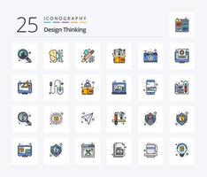 Design Thinking 25 Line Filled icon pack including camera. idea. creative. design. computer vector