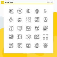 User Interface Pack of 25 Basic Lines of foreign exchange globe franc rostrum Editable Vector Design Elements