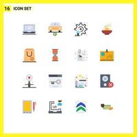 User Interface Pack of 16 Basic Flat Colors of china noodle done update configuration Editable Pack of Creative Vector Design Elements