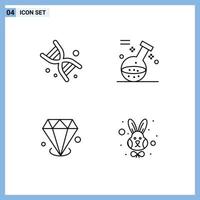 Universal Icon Symbols Group of 4 Modern Filledline Flat Colors of bio gemstone technology potion jewelry Editable Vector Design Elements