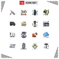 Group of 16 Flat Color Filled Lines Signs and Symbols for speed ecommerce office buy father Editable Creative Vector Design Elements