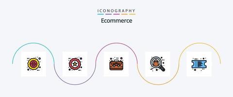 Ecommerce Line Filled Flat 5 Icon Pack Including shopping. search. bag. gift. ecommerce vector