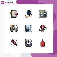 Set of 9 Modern UI Icons Symbols Signs for car truck hand delivery calculatre Editable Vector Design Elements