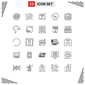 conjunto de 25 vector líneas en cuadrícula para conferencia programación niño desarrollo codificación editable vector diseño elementos