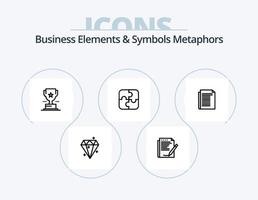 negocio elementos y símbolos metáforas línea icono paquete 5 5 icono diseño. flecha. borrar. rompecabezas. cruzar. punto vector