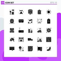 Pictogram Set of 25 Simple Solid Glyphs of sun brightness online test medical Editable Vector Design Elements