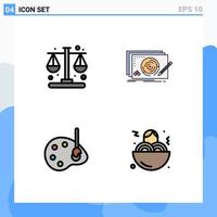 Modern Set of 4 Filledline Flat Colors and symbols such as business art balance new drawing Editable Vector Design Elements