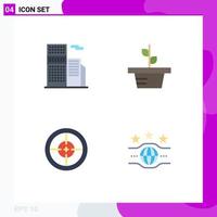 Set of 4 Modern UI Icons Symbols Signs for building badge office nature soldier Editable Vector Design Elements