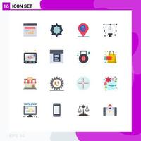 16 Thematic Vector Flat Colors and Editable Symbols of tabs website map missing tool Editable Pack of Creative Vector Design Elements