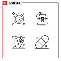 Pictogram Set of 4 Simple Filledline Flat Colors of watch chemistry portfolio folder science Editable Vector Design Elements