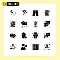 Set of 16 Modern UI Icons Symbols Signs for gift bowl clothing present seo Editable Vector Design Elements