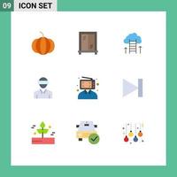 Pack of 9 Modern Flat Colors Signs and Symbols for Web Print Media such as man customer focus content technology Editable Vector Design Elements