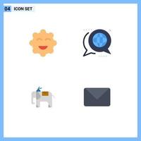 Modern Set of 4 Flat Icons and symbols such as cookie animal communication global mail Editable Vector Design Elements