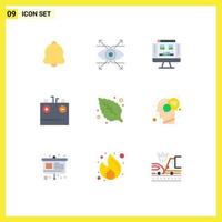 9 Universal Flat Color Signs Symbols of environment electricity gallery charging battery Editable Vector Design Elements