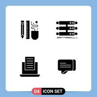 Modern Set of 4 Solid Glyphs and symbols such as drawing data pencil structure mail Editable Vector Design Elements