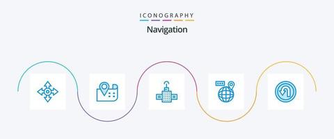 navegación azul 5 5 icono paquete incluso forma. atrás. navegación. flecha. navegación vector